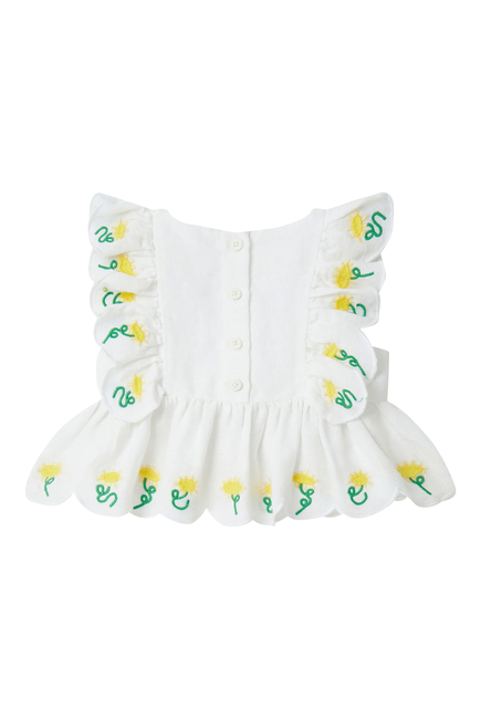 Kids Flower Embroidery Smock Top